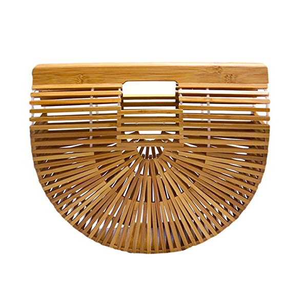 Amazon Explosions Vegetable Basket Bamboo Bag Outdoor Beach Bag Handbag Rattan Women's Straw Bag