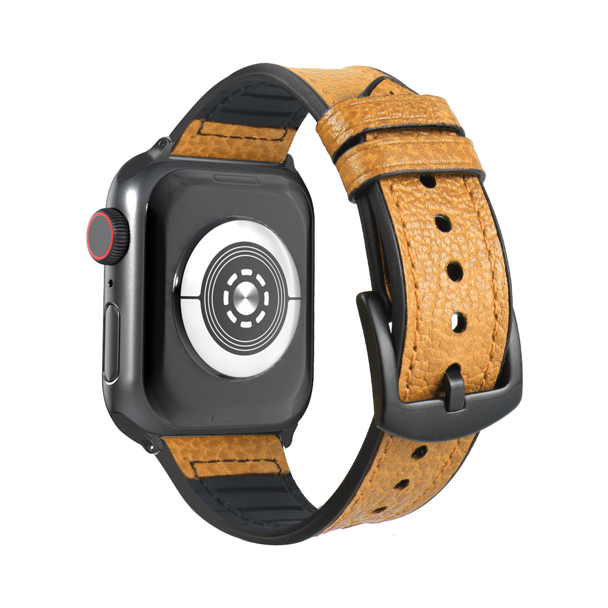 Picture of Suitable for Apple Watch Applewatch765S9 Strap Pebbled Iwatch8 Silicone Leather Strap