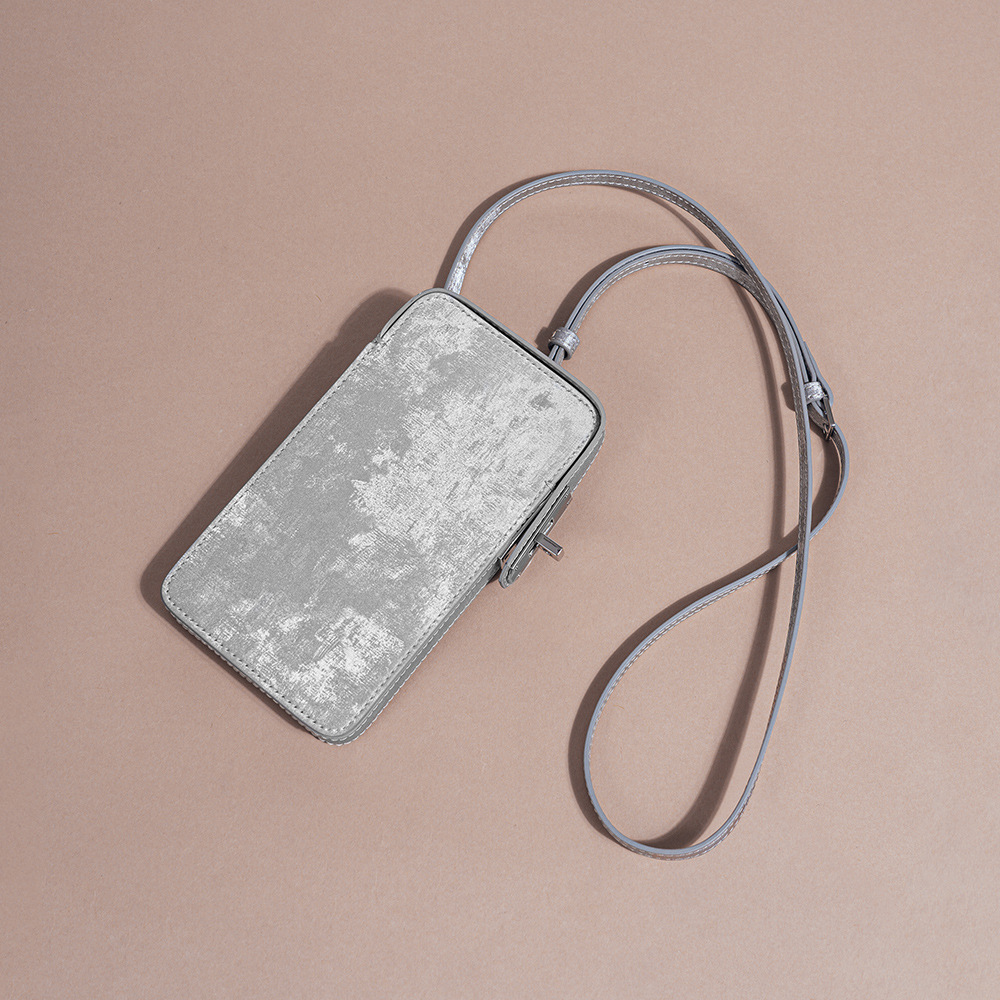 Picture of New Chinese Style Lock Phone Bag National Style Satin Cowhide Box Bag 2024 New Vintage Fashion Mini Crossbody Bag