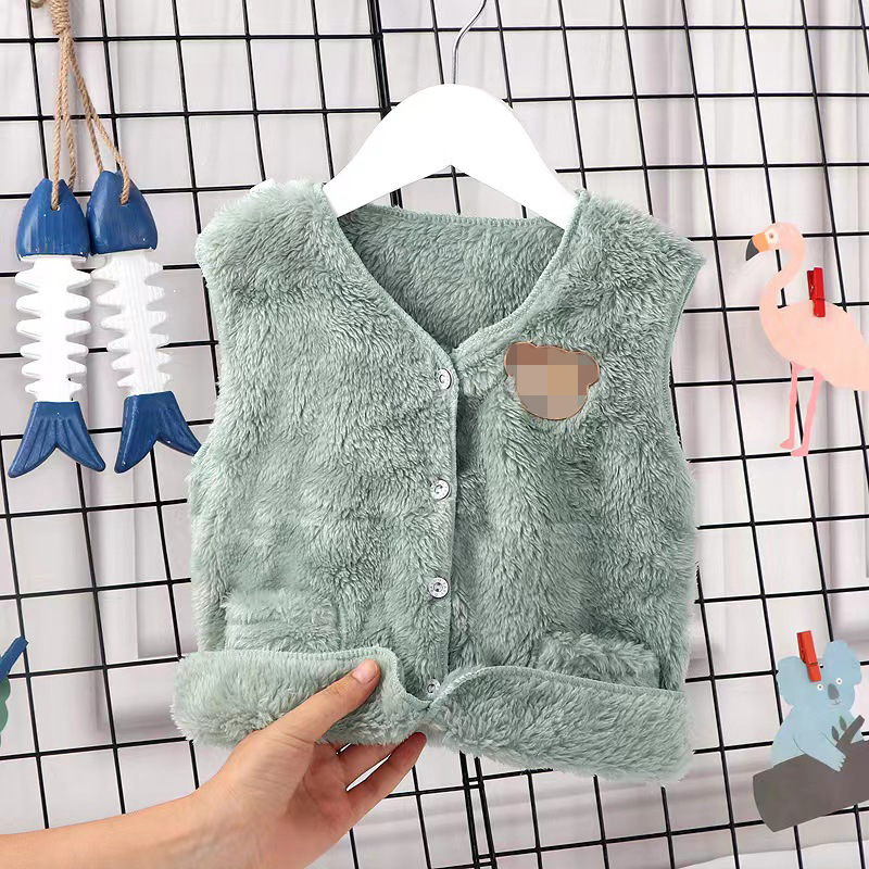 Picture of Children's vest spring and autumn double-sided coral fleece men and women baby fleece-lined vest Korean style waistcoat flannel baby vest