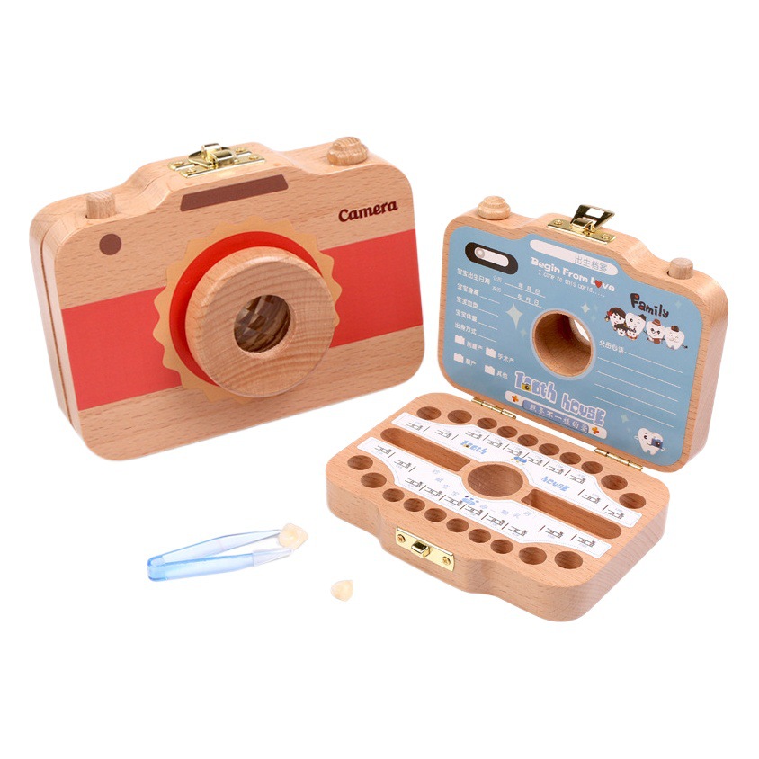 Wooden Children's Deciduous Teeth Box 1-3-5 Years Old and a Half Baby's Fairy Hair Deciduous Teeth Storage Box One Year Old Memorial Umbilical Cord Collection Box