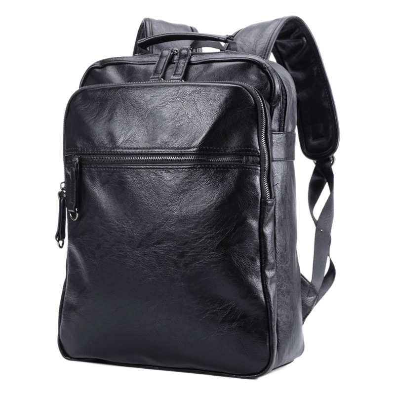 Backpack Men's Bag Korean Style Business Casual Travel Bag 15.6 Inch Computer Bag Fashion PU Leather Men's Backpack