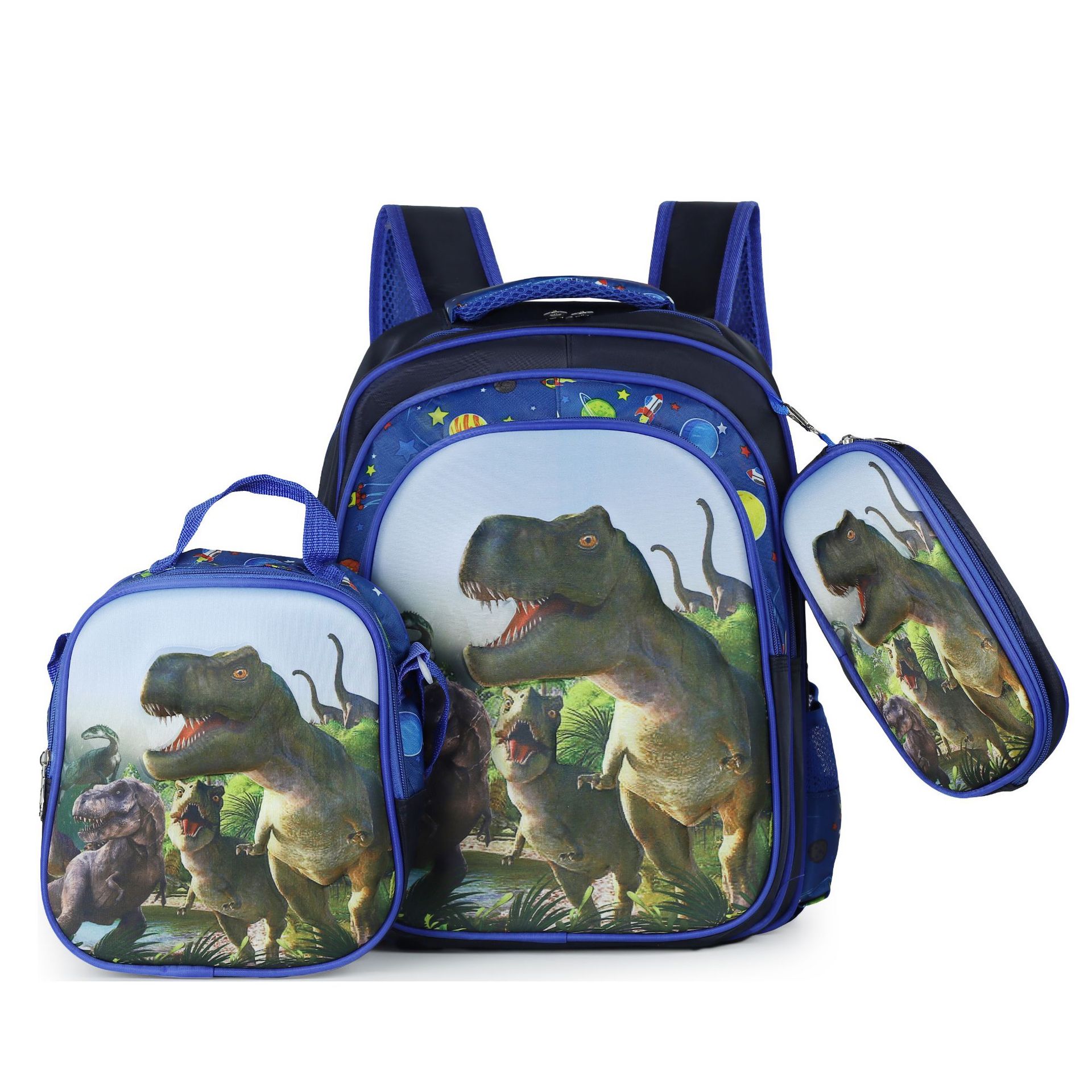 Picture of Cross-border three-piece children's schoolbag 16-inch sleeved pull rod large capacity 3D hard shell labubu kindergarten schoolbag
