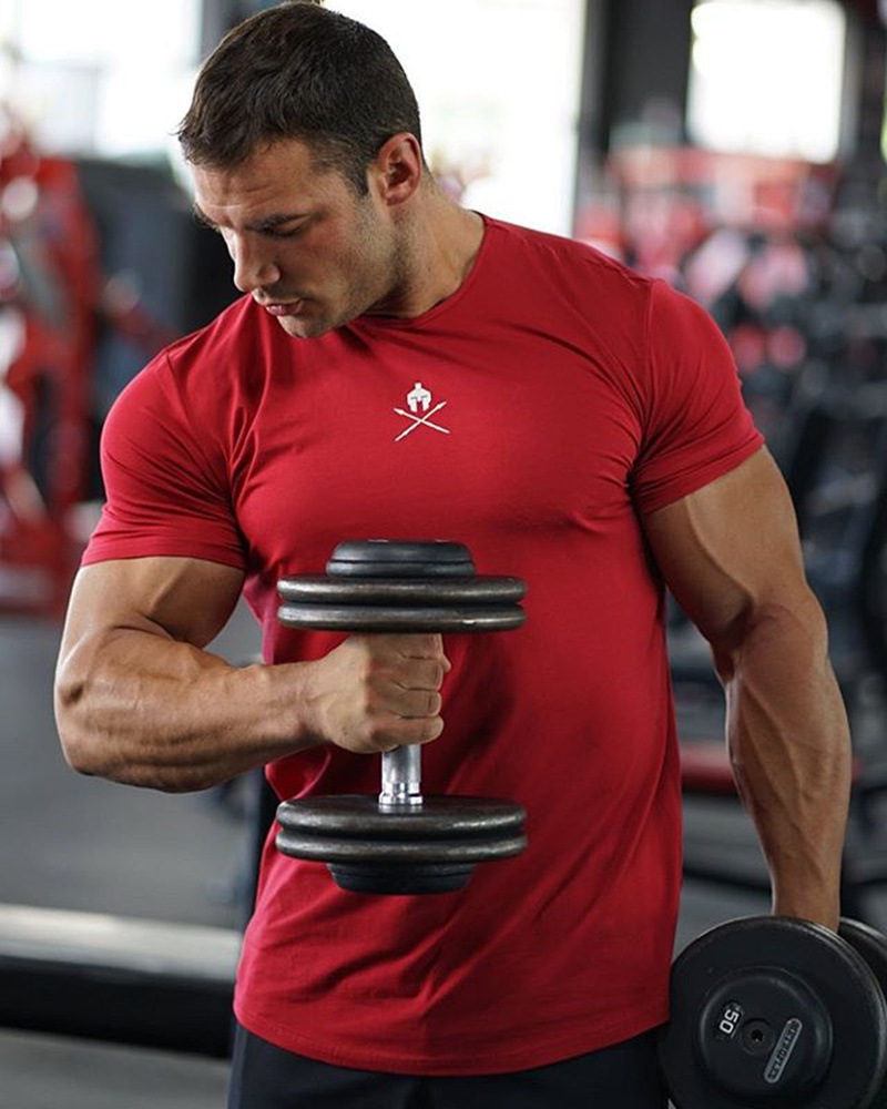 Picture of 2020 summer muscle running sports training short sleeve men's leisure slim cotton T-shirt fitness clothing factory direct sales