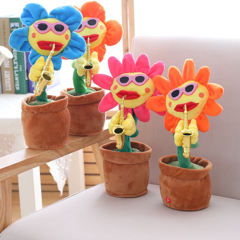 (Battery) plush toy enchanting flower Electric Sunflower trembles Bluetooth enchanting flower USB 80 songs