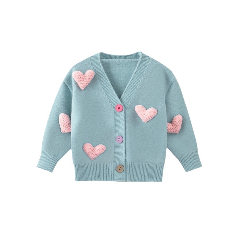Picture of Spring New Girls knitted casual cute love cardigan outer wear fashion sweater tutu skirt matching suit