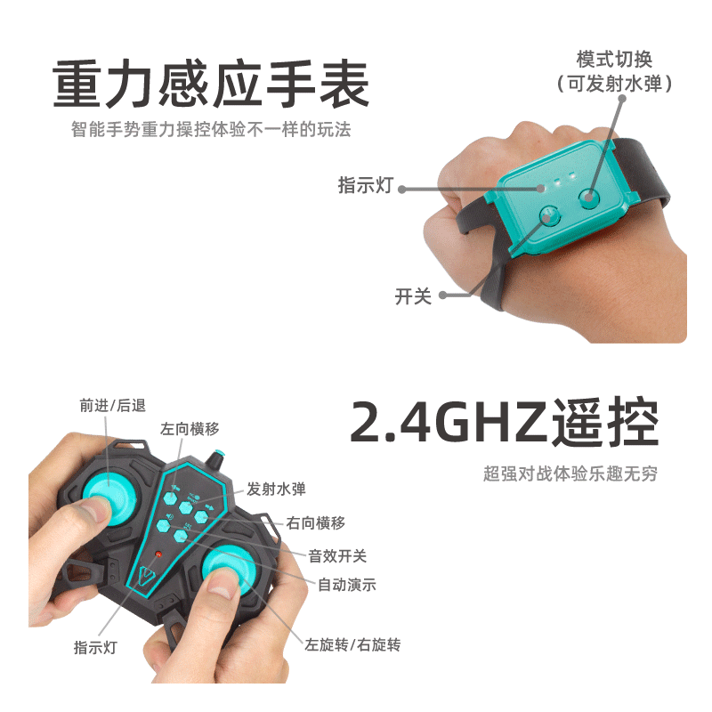 Picture of Cross-border hot children's figure remote control tank water bomb car boy gesture induction drift stunt armored car gift