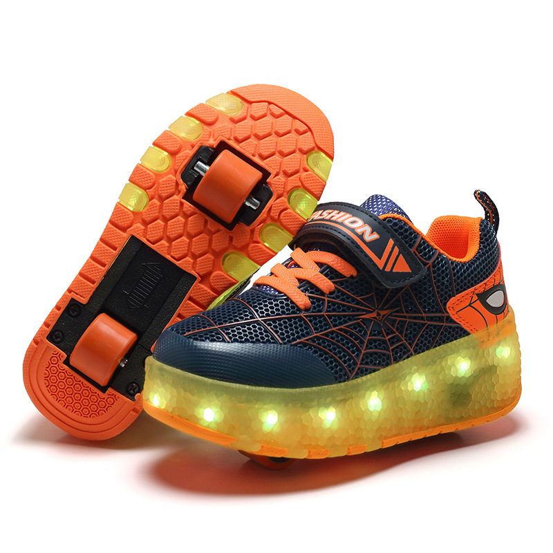 Picture of New USB rechargeable LED flashing lights heelloo shoes double wheels for boys and girls children shoes wholesale factory direct supply