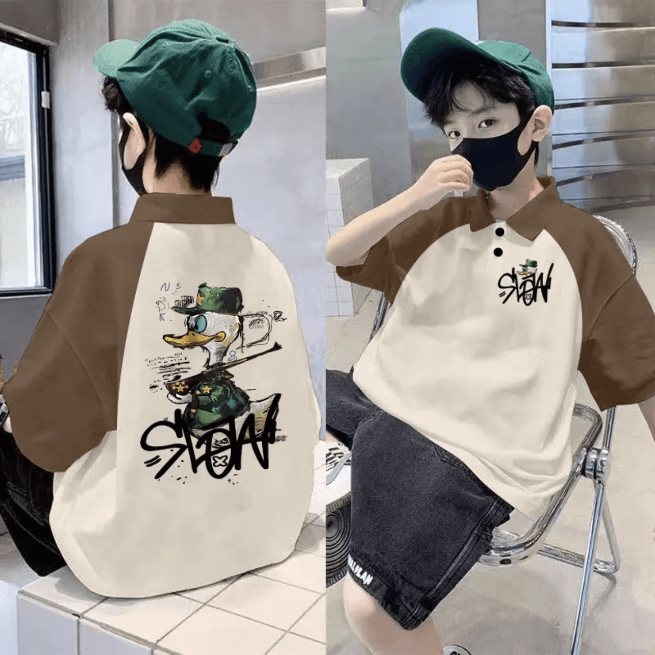 Picture of 2025 Children's Cotton Children's Wear Summer New Polo Shirt Trendy Boys' Western Style Short-sleeved T-shirt Large Children's Lapel