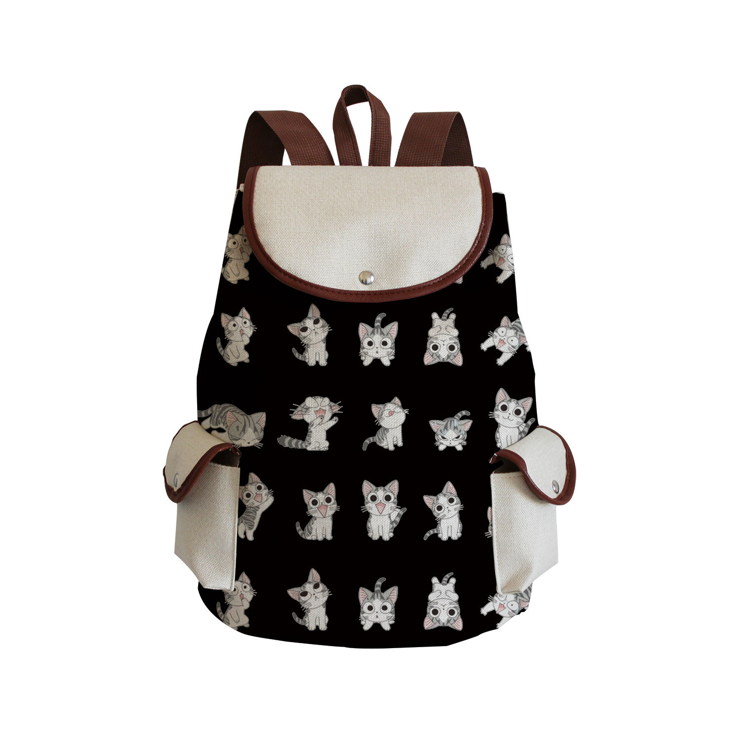 2022 Cartoon Cute Backpack New Student Schoolbag Fashion Cat Group Printed Travel Backpack to Set