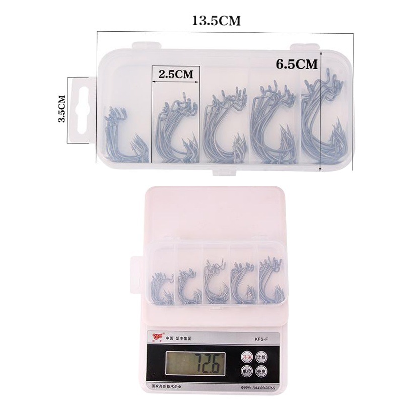 Luya bait wide belly crank hook Soft Bait hook box 51 pieces crank hook box fishing gear accessories