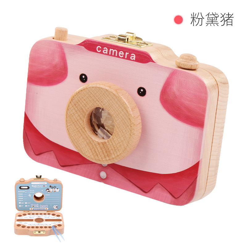 Picture of Wooden Children's Deciduous Teeth Box 1-3-5 Years Old and a Half Baby's Fairy Hair Deciduous Teeth Storage Box One Year Old Memorial Umbilical Cord Collection Box