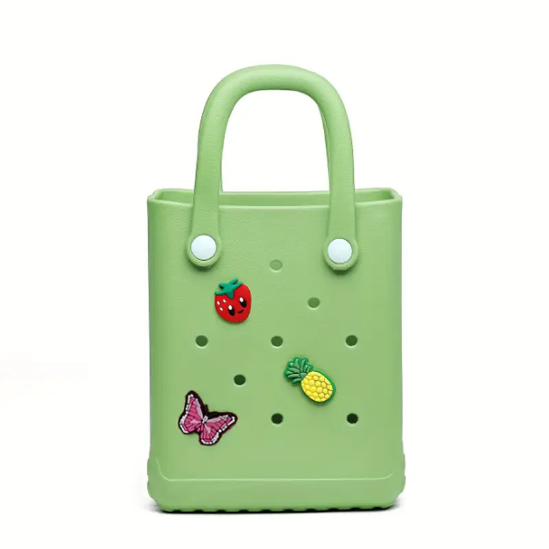 Picture of Fashion candy square small size waterproof sand-proof cute girl children EVA beach bag with shoes flower DIY