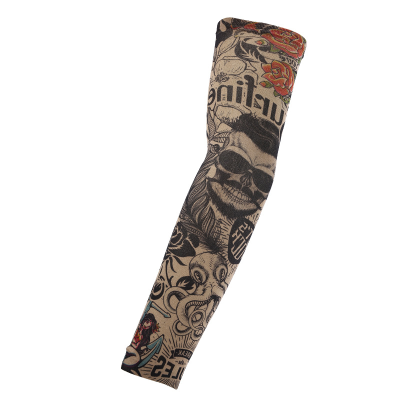Picture of Outdoor Sleeve Tattoo Sleeve Seamless Men's and Women's Flower Arm Riding Sunscreen Sleeve Tattoo Arm Gifts
