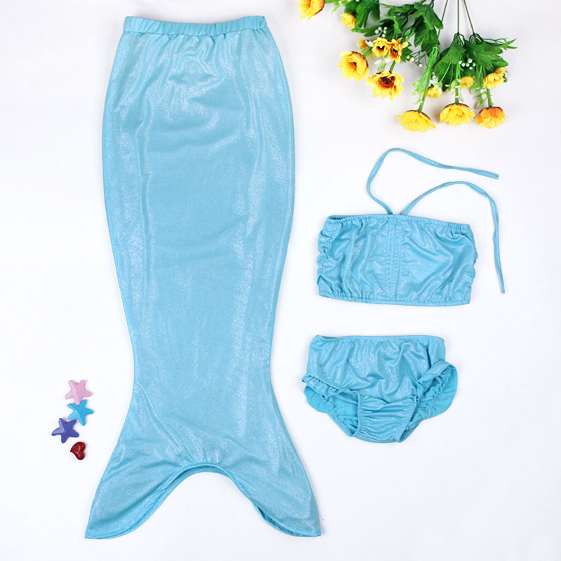Picture of Foreign Trade European and American Popular Girls' Hot Silver Mermaid Swimsuit Three-Piece Set