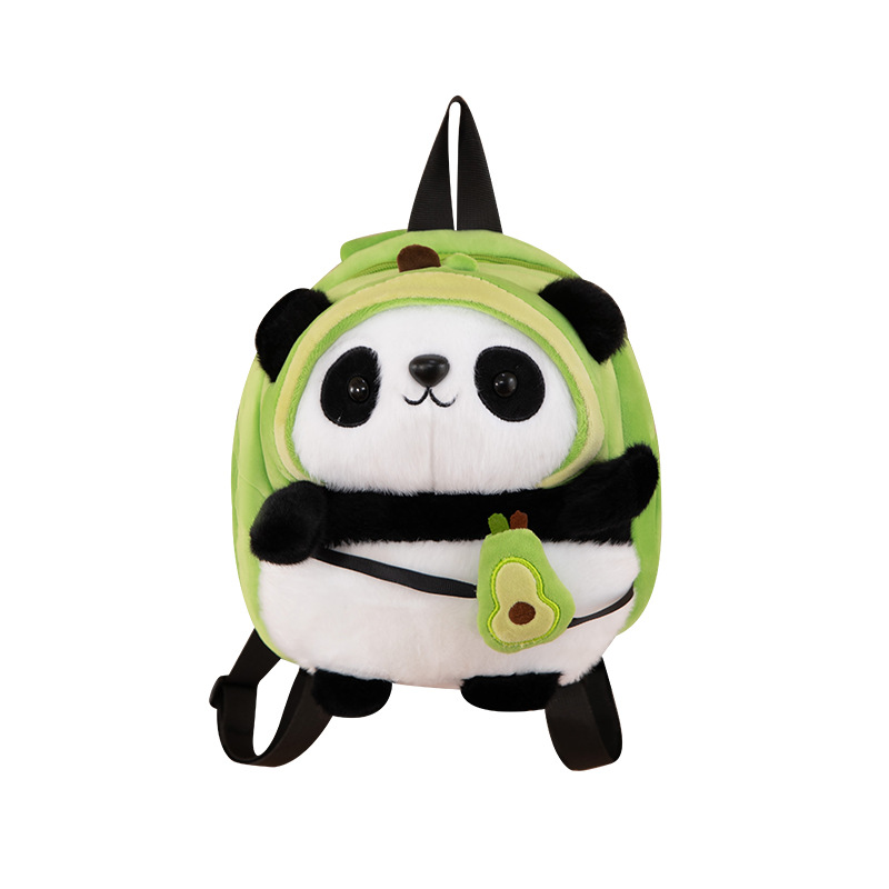 Picture of Panda Double Backpack Campus Handsome Children's Backpack Backpack Small Shoulder Bag Plush Toy Aocado Peach Panda Bag