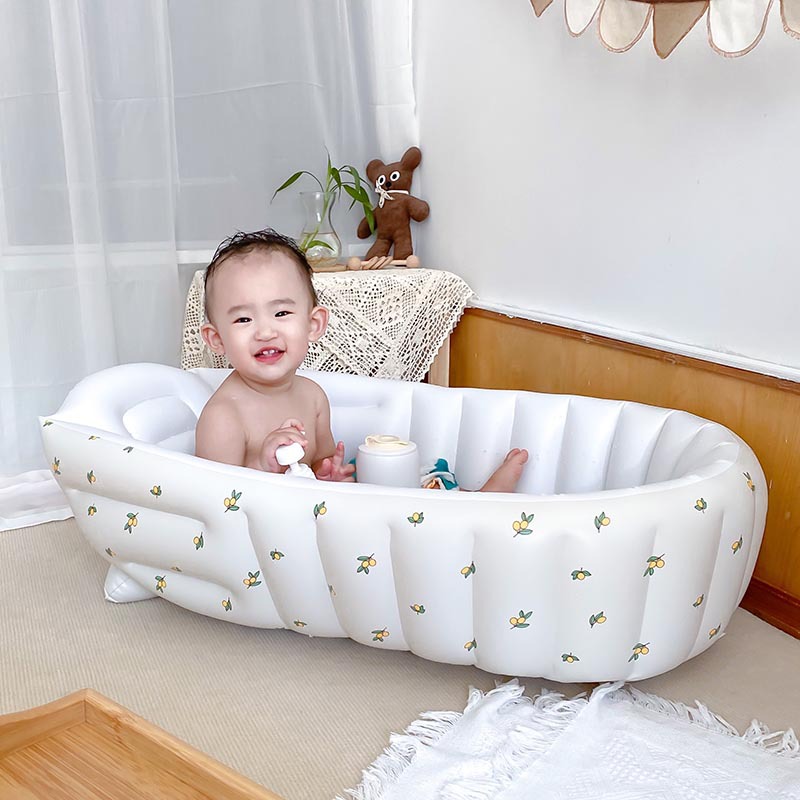 Picture of in stock Ins Nordic Baby Inflatable Bathtub Children's Sitting and Lying Integrated Inflatable Bathtub Multi-functional Bathtub