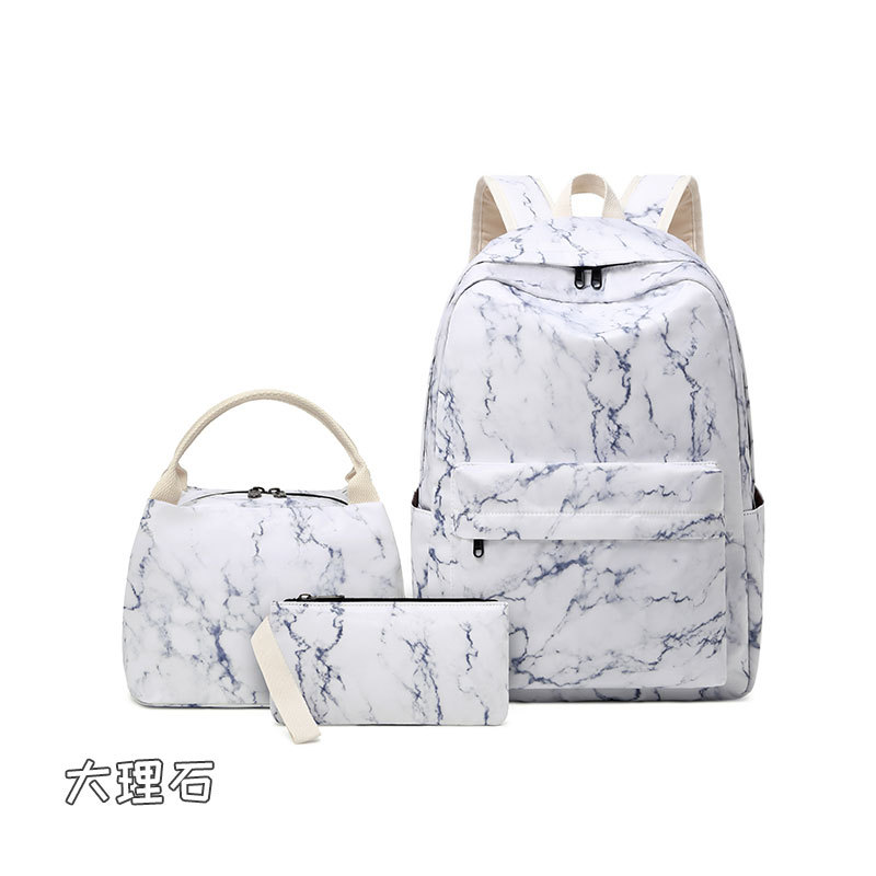 Picture of New Casual Schoolbag Three-piece Set Female Middle School Student Backpack Men's Lunch Handbag Simple Large Capacity Computer Bag