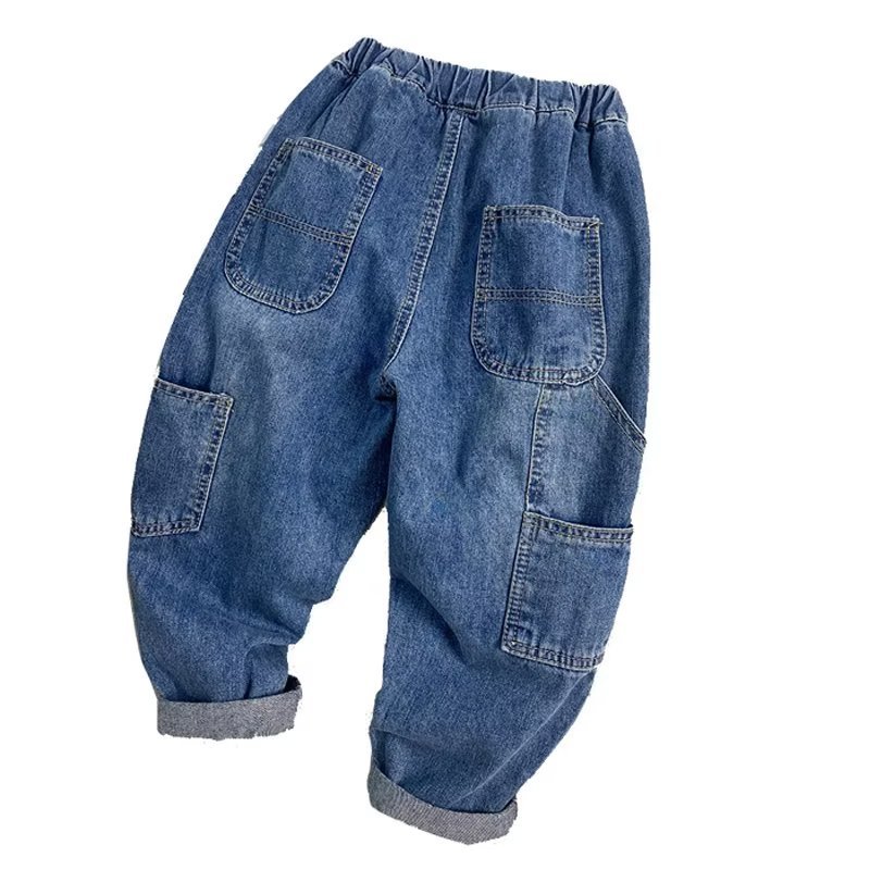 Picture of 2023 Boys' Korean Style Fashionable Casual Straight-Leg Cowboy Trousers All-Match Cropped Wear-Resistant and Handsome Jeans