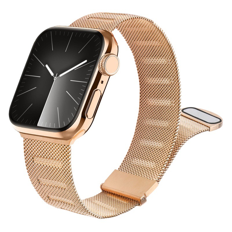 Suitable for AppleWatch9 Apple watch strap milanis two-section iwatch8 metal stainless steel band