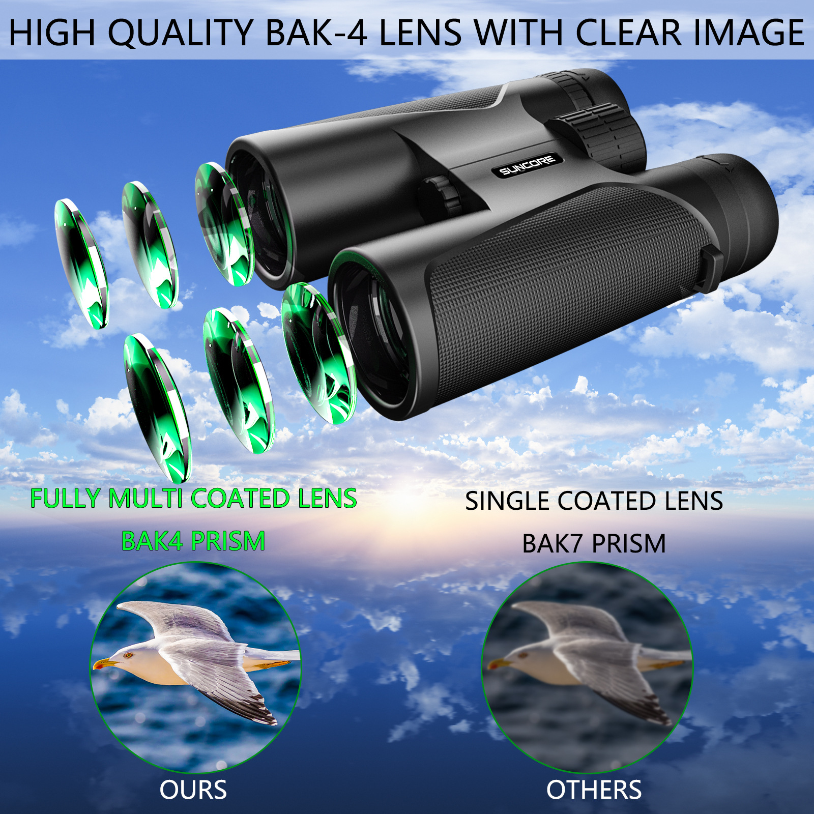 Picture of [Private Model New Product] Suncore Shunguang Binoculars New Tianlong 12X42 High-Power High-Definition Spot