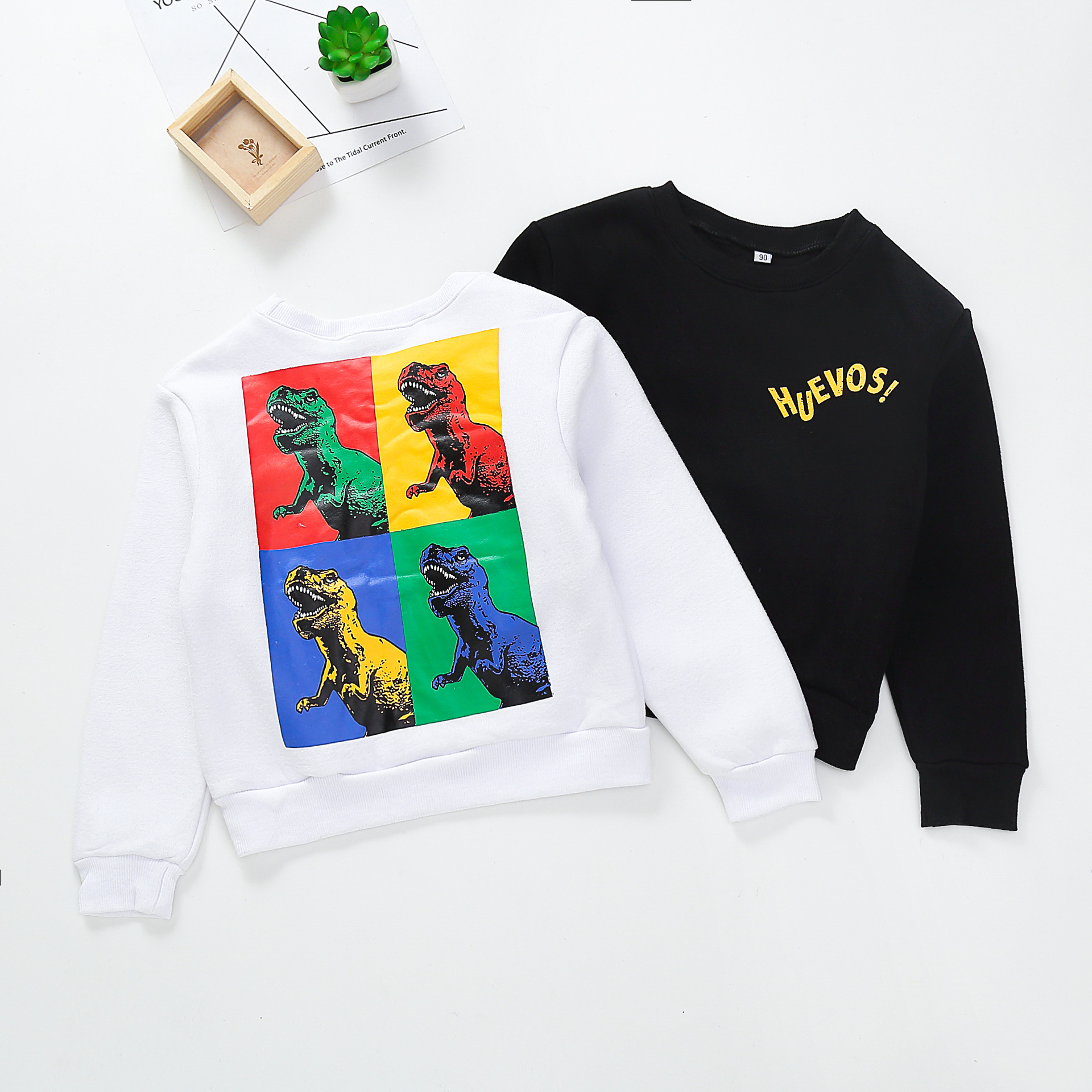 Trendy New Cartoon Children's Printed Sweatshirt Cross-Border Autumn and Winter Children's Sweatshirt Korean Style Children's Velvet Pullover