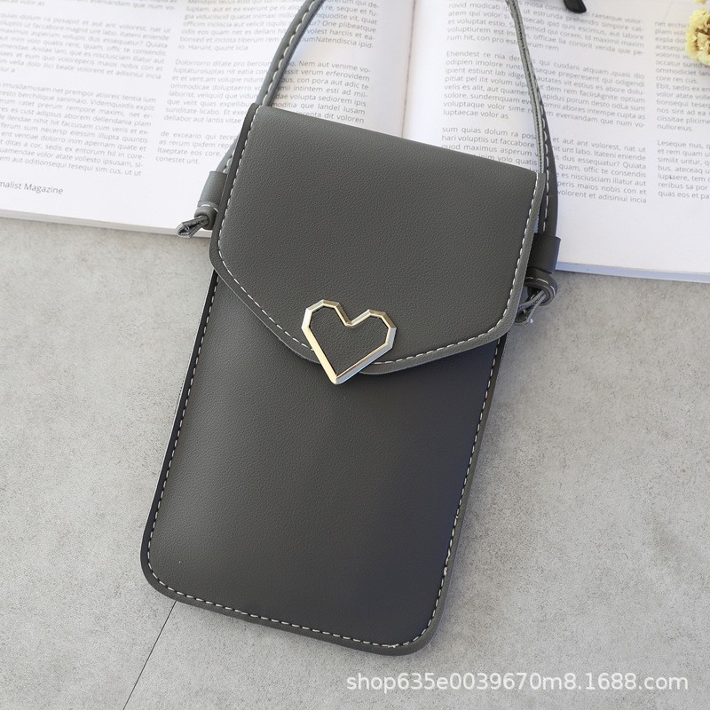 Picture of New Style Simple Mini Crossbody Women's Bag Love Waterproof Buckle Coin Purse Transparent PVC Touch Screen Mobile Phone Bag