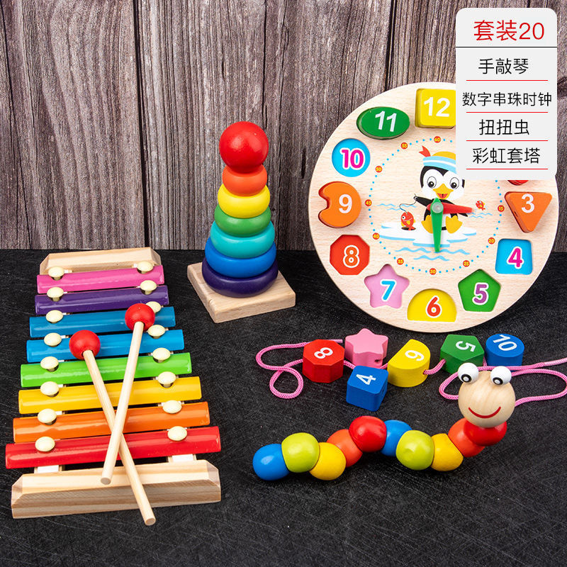 Picture of Percussion Musical Instruments Infants 0-1-2 Years Old Music Enlightenment Wooden Eight-tone Accordion Educational Music Toys