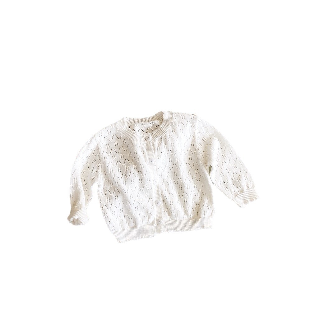Picture of 2025 Spring and Summer New Sweet Princess Solid Color Cardigan Sun Protection Air Conditioning Shirt Long Sleeve Knitted Hollow Jacket 3 Colors Selection
