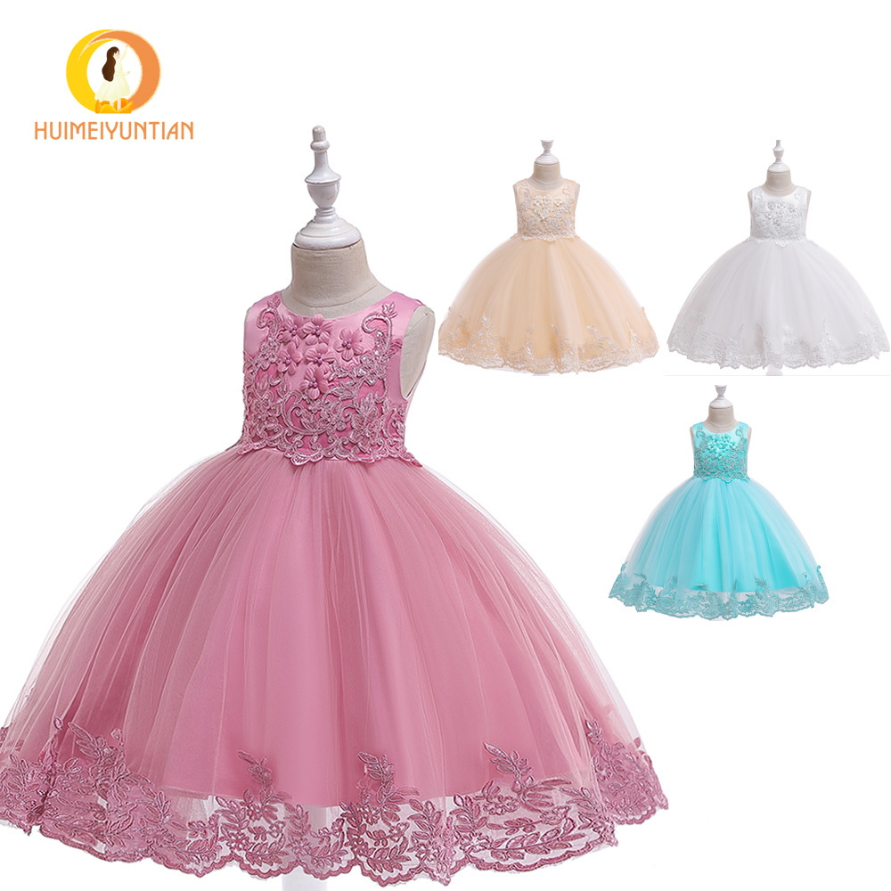 Picture of 2025 Amazon European and American Embroidered Flower Girl Wedding Dress Princess Dress Puffy Dress Catwalk Performance Big Children's Dress