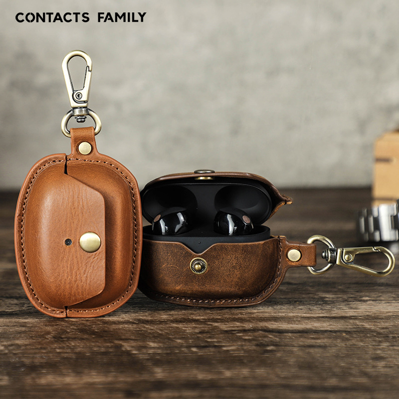 Picture of Suitable for New Sony wf-1000xm5 Leather Headphone Case Hook Portable Drop-resistant Bluetooth Headset Protective Cover
