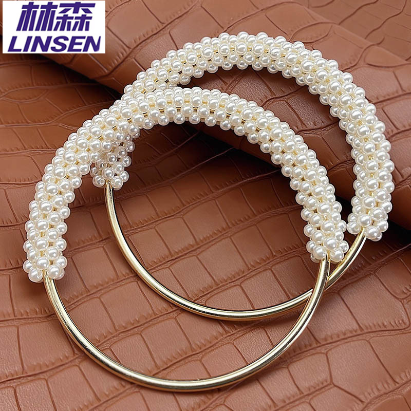 High-End Pearl Handle Bag Accessories Woven Handle Ring Pearl Iron Ring Ring Handmade Bag Handle Ring Handle
