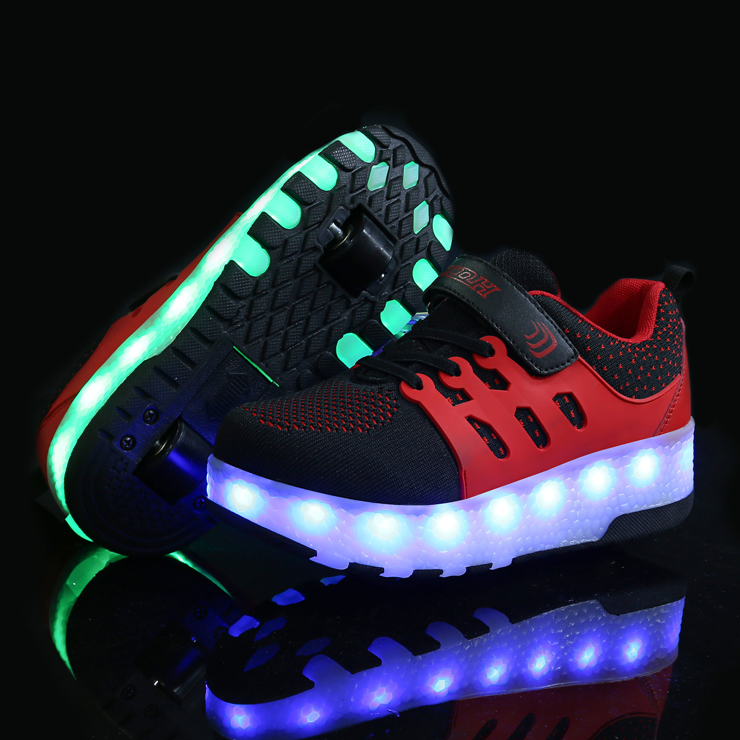 Picture of E-Commerce walking shoes boys and girls adult roller skating shoes ultra-light wheel shoes with switch LED light shoes