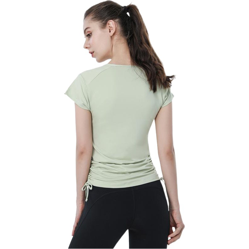 Ningbo Dashu Zipper Drawstring Yoga Short-sleeved Sports T-shirt Women's Fitness Top Breathable Running Tight Yoga Clothes