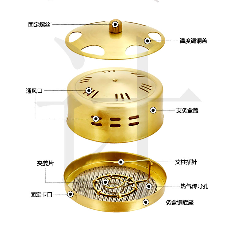 Picture of Small All Copper Mesh Base Moxibustion Box Pure Copper Moxibustion Home New Warm Moxibustion Apparatus with Height Thickened Warm Moxibustion Box