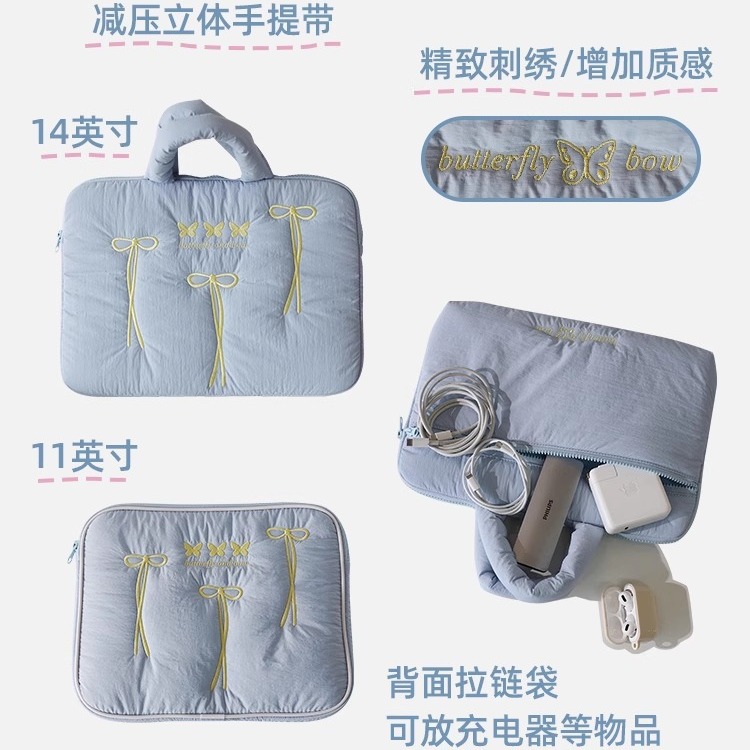 Picture of K-Style Satchel 14inch Laptop Bag 2025 Cute Butterfly Embroider iPad Cosmetics Bag 11inch Flat Bag