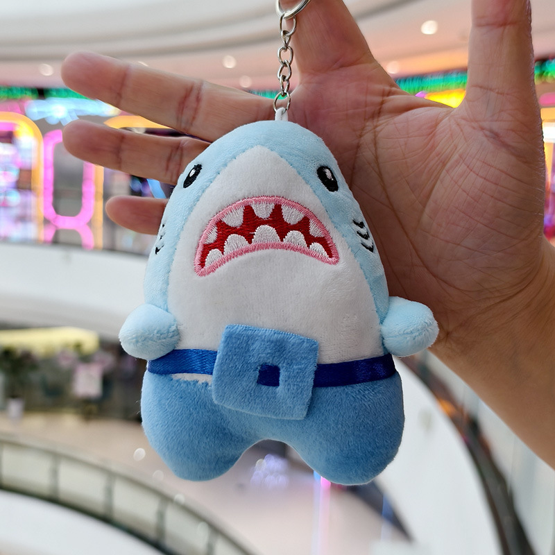 Picture of Marine Animal Shark Doll Creative Plush Doll Small Pendant Keychain School Bag Pendant Grabbing Doll Machine Wholesale