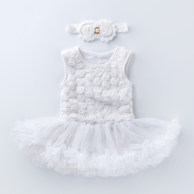 Picture of Amazon Hot Selling Baby Rose Sleeveless Princess Dress Baby Girl Solid Color Full Moon One Year Old Holiday Dress