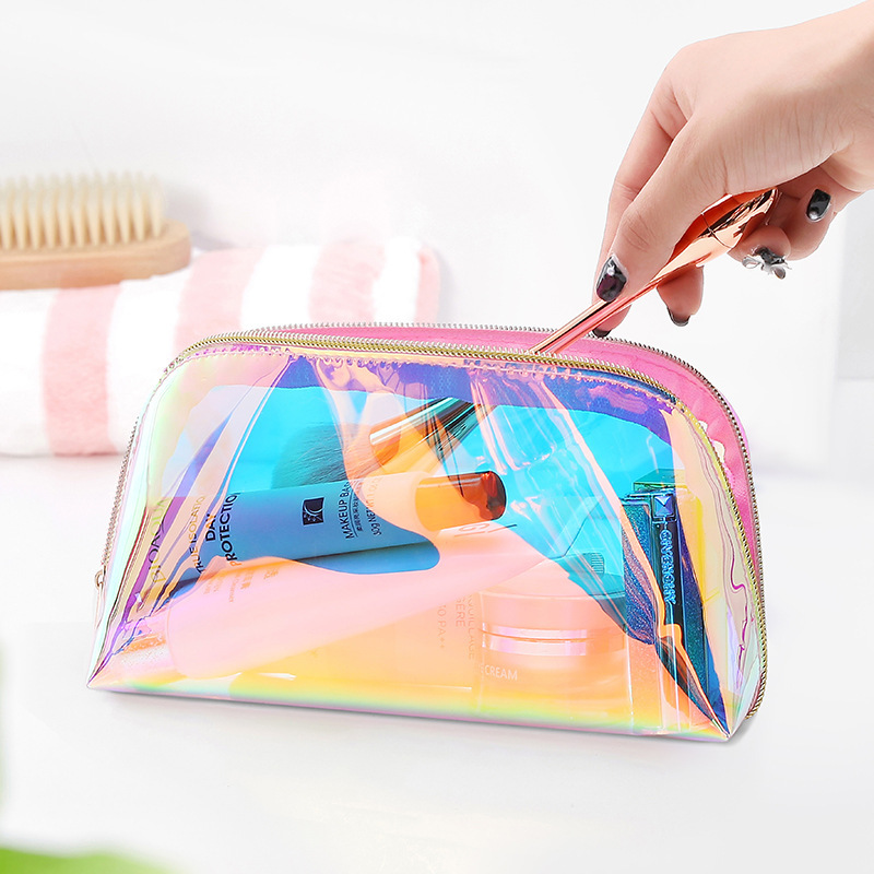 Picture of In stock new colorful transparent laser cosmetic bag TPU shell wash bag portable storage bag wholesale