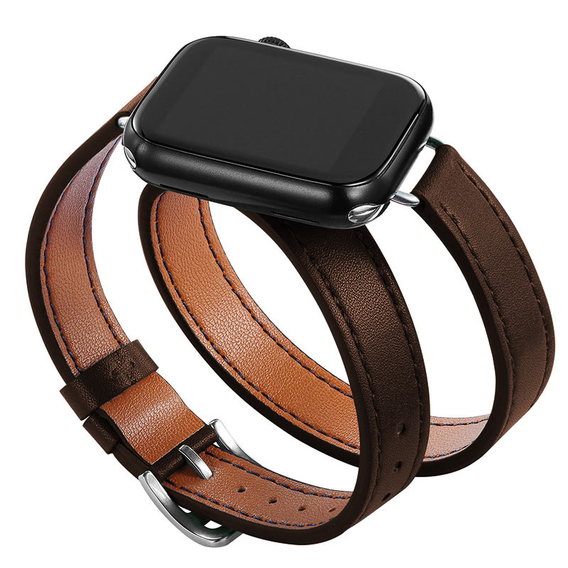 Picture of Suitable for Apple Watch Band Apple watch9/8/7/6/4 Slim-Fit Double-Circle Slim Waist Apple Leather Watch Band