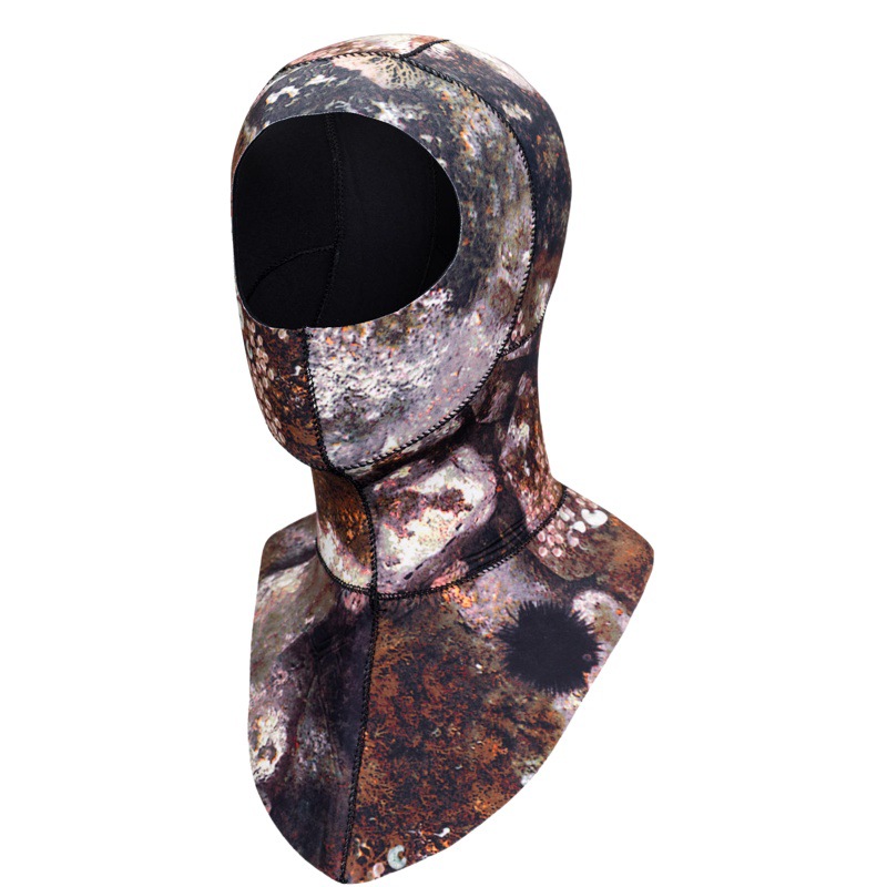 Diving Hat Camouflage 3mm Warm Underwater Cold-proof Swimming Scuba Men's Winter Swimming Women's Super Elastic Thickened Snorkeling Head with Shoulder