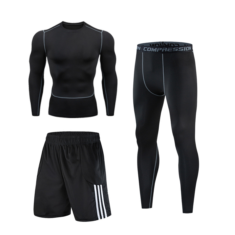Picture of Fitness Clothes Running Clothes Men's Summer Ice Silk Quick-drying Clothes Equipment Training Hall Long-sleeved Physical Fitness Sportswear suit