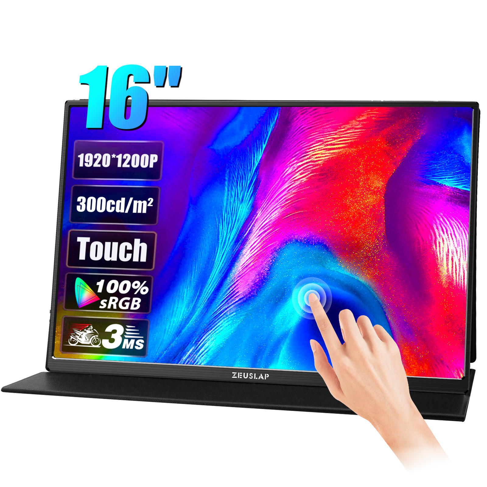 ZEUSLAP 16 inch 1920x 1200 P60hz with touch function portable display computer display P16T