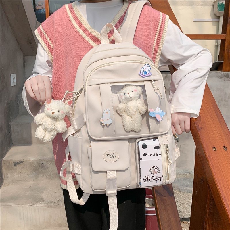 Picture of Ins-style Large Capacity Senior high school Student Schoolbag Women's Korean-style Harajuku ulzzang Cartoon Backpack for Junior High School Students Backpack