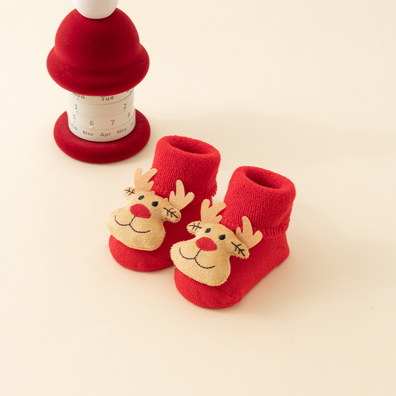 Picture of Newborn baby baby terry socks autumn and winter thick non-slip Christmas socks toddler red floor socks wholesale
