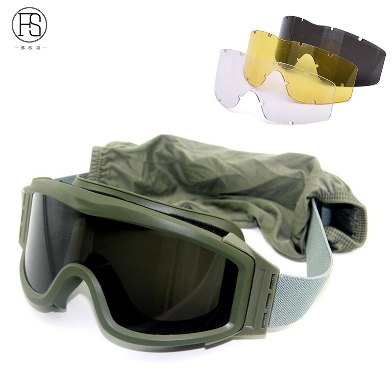 Picture of Cycling goggles goggles Tactical goggles windproof goggles explosion-proof three pairs of lens set riot goggles spot