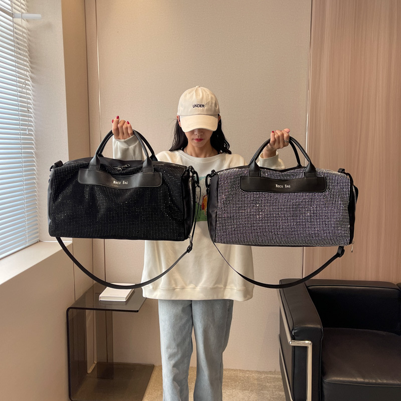 Picture of Travel Bag 2023 Women's short-distance yoga sports fitness bag independent shoe warehouse Diamond-embedded business trip boarding portable luggage bag