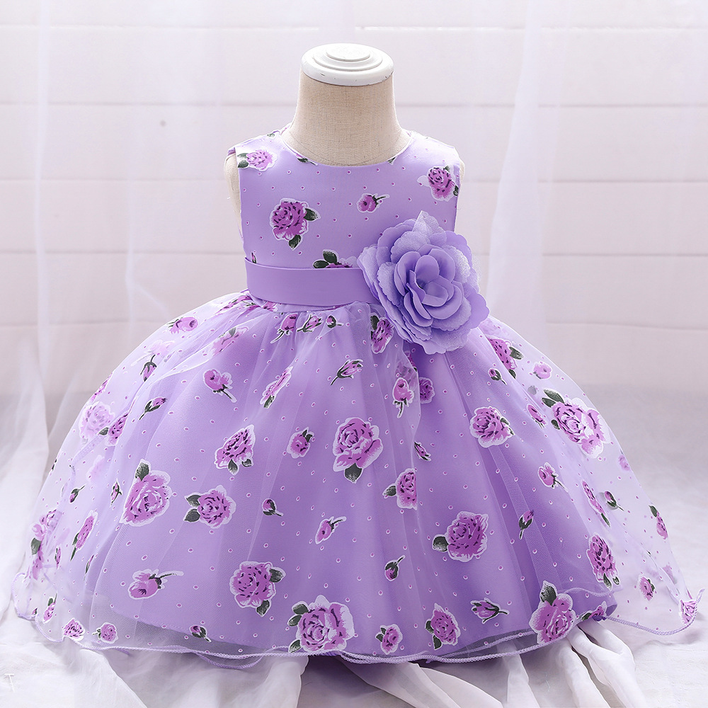 Picture of Wholesale Children's Dress 2025 European and American New Girls Dress Princess Dress Printed Flower Wedding Dress Catwalk Fluffy Princess Dress