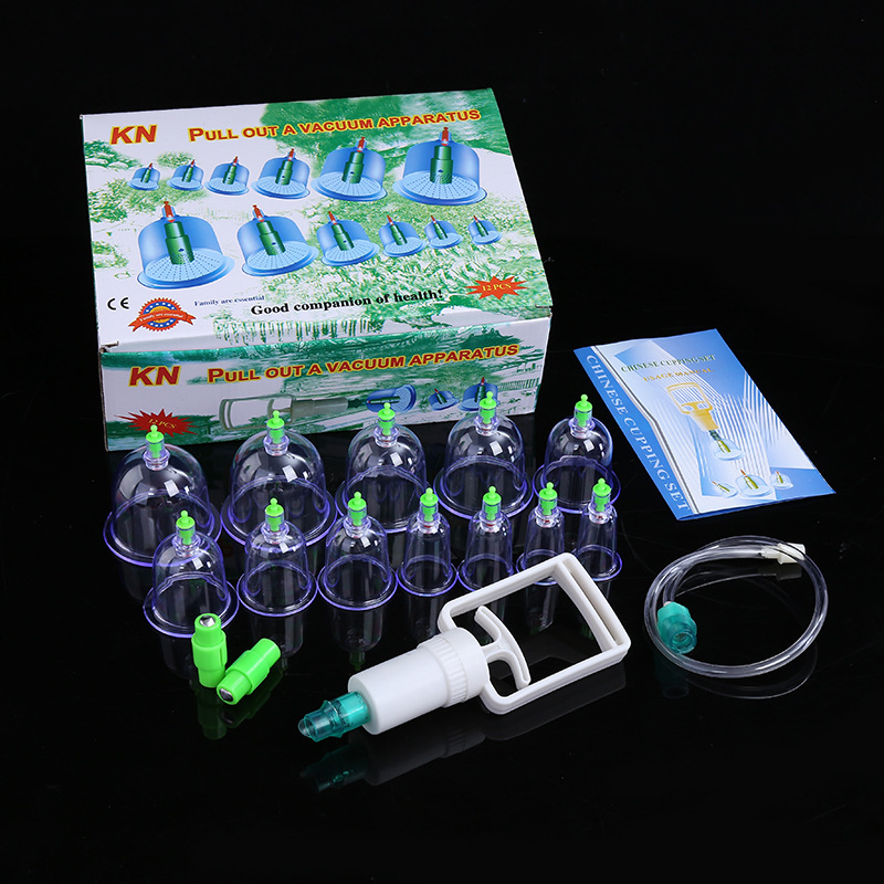 Picture of English Chinese household cupping device vacuum pumping ABS plastic material thickened 12 canned cupping