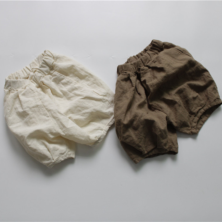 New Summer Children's Shorts Class A Boys' Casual Pants Korean-style Solid Color Linen Loose Girls' Pants All-match